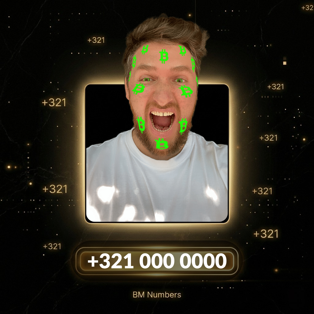 Gold BM Number NFT artwork for the +321 000 0000 communication number